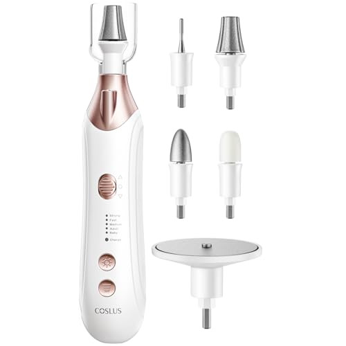 Coslus Professional Manicure Pedicure Kit: Electric Cordless Nail File Set 5 Speed Rechargeable Nail Drill Machine For Thick Nails Toenail Grinder Cuticle Trimmer Hand Foot Callus Remover Nail Tool