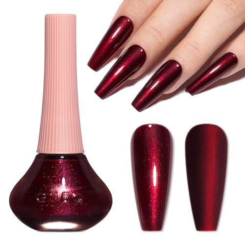 Cosmoo Wine Red Nail Polish 12Ml Burgundy Quick Dry Nail Lacquer Super Lustrous Nail Enamel Polish Shimmer Iridescent Ultrachrome Nail Art Varnish 0.41 Fl Oz