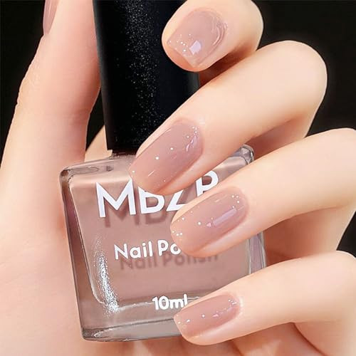 Cosmoo Jelly Nude Nail Polish 10Ml Sheer Begie Quick Dry Nail Lacquer Transparent Nail Art Varnish 0.34 Fl Oz