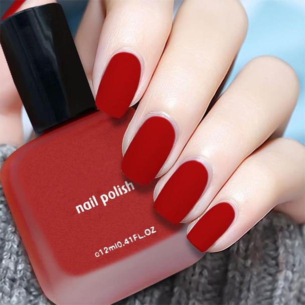 Cosmoo 12Ml Wine Red Matte Nail Polish Deep Wine Red Quick Dry Nail Lacquer For Nail Art Varnish 0.41 Fl Oz Hot Pink
