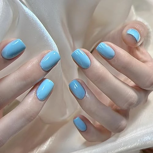Cosmoo Sky Blue Quick Dry Nail Polish Vegan Chip-Resistant Long-Lasting Nail Lacquer For Nail Art Varnish 0.34 Fl Oz Quick Dry Nail Polish (Sky Blue)