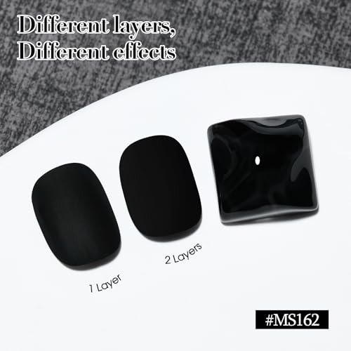 Cosmoo Matte Black Nail Polish Air Dry Quick Dry Dark Lacquer Nail Art Varnish Velvet Mist Effect Matte Finish Nails Polish For Ladies 0.41 Fl Oz