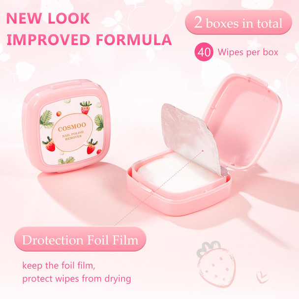 Cosmoo 80Pcs Nail Polish Remover Pads In Box Easy To Carry Removal Lint  Nail Polish Wipes For Natural Air-Dried Water/Oil Based Bodyworks Nail Polish Wipe Pads (80Pcs)