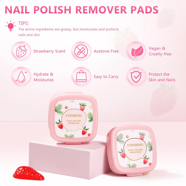 Cosmoo 80Pcs Nail Polish Remover Pads In Box Easy To Carry Removal Lint  Nail Polish Wipes For Natural Air-Dried Water/Oil Based Bodyworks Nail Polish Wipe Pads (80Pcs)