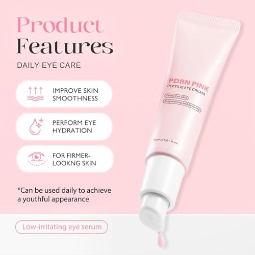 Cosmoo Pdrn Pink Peptide Eye Creamunder Eye Cream For Dark Circles With Niacinamide Retinol & Hyaluronic Acid To Fight Fine Lineswrinklespuffiness And Bags Under Eyeskorean Skin Care 30Ml/1.01 Fl. Oz