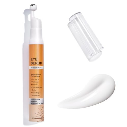 Cosmoo 5% Caffeine Eye Serum With 360Ãƒšã‚° Rollerunder Eye Cream For Dark Circles Puffiness & Puffy Bags Wrinkles Fine Lines Anti-Aging Eyes Cream For Men And Women 0.51 Fl Oz