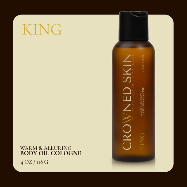 Crowned Skin Reign Body Oil Cologne For Men  Fresh & Nautical   Moisturizing Formula Scented With Pink Pepper & Bergamot  Infused With Natural Jojoba & Grapeseed Oil  All-Day Fragrance  4Oz