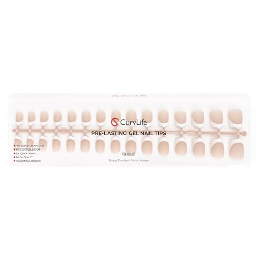 Curvlife 300Pcs French Gel Nail Tips Press-On Nails Skin Tone Options Gel X Nail Tips 15 Sizes French Tips Design For Diy Nail Art