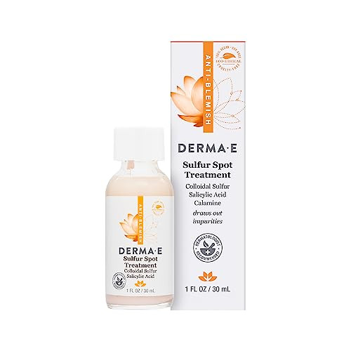 Derma E Sulfur Spot Treatment Ãƒ¢Ã¢Š¬Ã¢‚¬Å“ Sulfur And Salicylic Acid Lotion For Breakout-Prone Skin Ãƒ¢Ã¢Š¬Ã¢‚¬Å“ Soothing Spot Treatment For Face Tones Balances And Reduces Irritation 1 Fl Oz