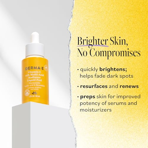 Derma E Vitamin C 10% Multi-Acid Radiance Liquid Peel With Lactic Acid 1 Fl Oz Niacinamide & Bromelain Exfoliating & Brightening Facial Peel For Uneven Skin Tone & Discoloration