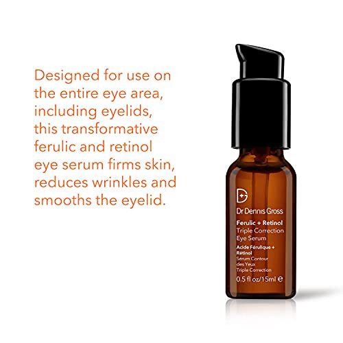 Dr Dennis Gross Ferulic + Retinol Triple Correction Eye Serum: For Wrinkles Loss Of Elasticity And Rough Texture 0.5 Fl Oz