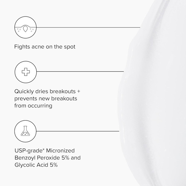 Drmtlgy Acne Spot Treatment And Cystic Acne Treatment. Acne Serum With Micronized Benzoyl Peroxide 5% And Glycolic Acid. 1.1 Oz 2 Pack