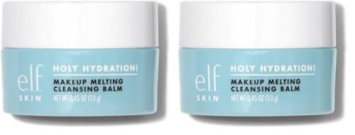 E.L.F. Skin Mini Holy Hydration Makeup Melting Cleansing Balm Face Cleanser & Makeup Remover Infused With Hyaluronic Acid To Hydrate Skin 0.45 Oz (Pack Of 2)