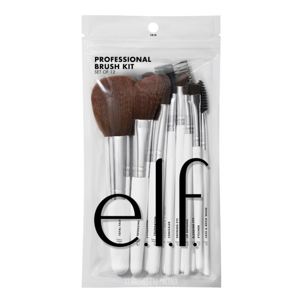 E.L.F. Professional Set Of 12 Makeup Brushes Pro-Worthy Makeup Brushes For A Flawless Full-Face Application Vegan & Cruelty-
