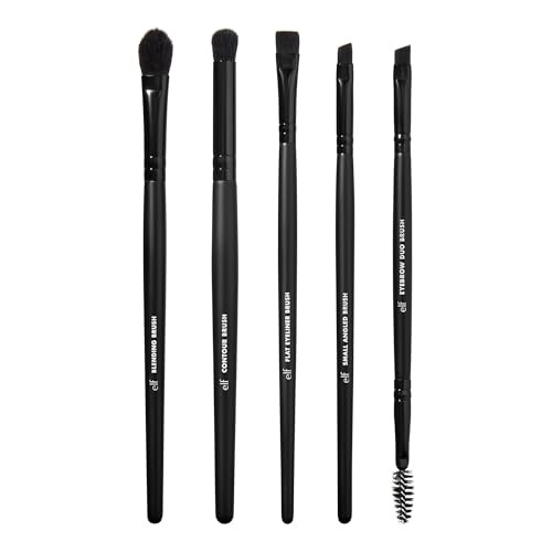 E.L.F. Ultimate Eyes 5 Piece Brush Collection Makeup Brushes For Eyeliner Eyeshadow Brows & More Vegan & Cruelty-
