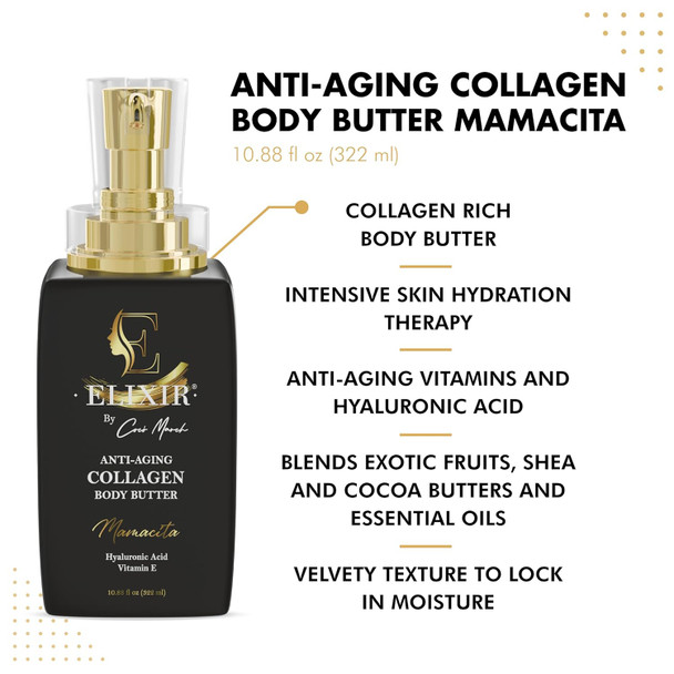 Elixir By Cocãƒæ’Ã‚³ March Anti-Aging Hand And Body Butter Mamacita Scent - With Collagen Hyaluronic Acid Vitamin E Coconut And Shea Butters Scented With Essential Oils For All Skin Types - 8.5 Oz