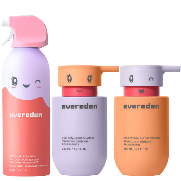 Evereden Kids Haircare Set (Refill): Hair Detangling Shampoo & Conditioner For Children Ages 3+ Plant Protein Peptides & Argan Oil Vegan  From Sulfate Paraben Phthalate & Petrolatum