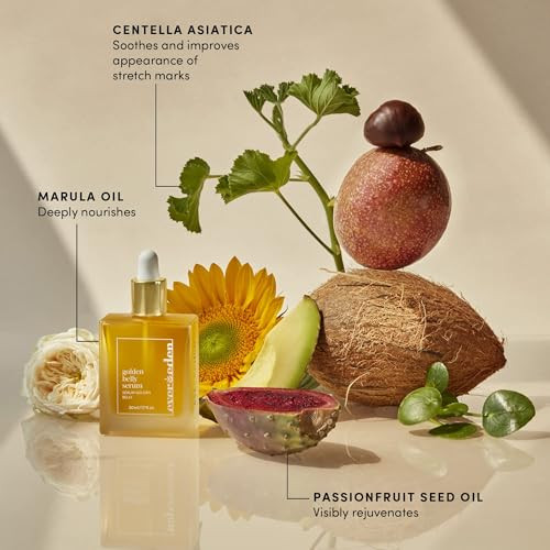 Evereden Golden Belly Serum 1.7 Fl Oz. & Soothing Belly Mask For Stretch Marks - 2Nd/3Rd Trimester Size 4 Pack  2 Item Bundle Set  Clean Pregnancy Skincare