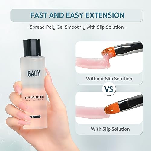 Gaoy Slip Solution Set For Poly Gel Nails 145Ml Anti-Stick Liquid With Nail Art Brush For Building Extension Gel Nails