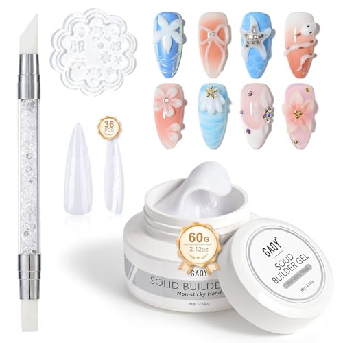 Gaoy 60G Solid Builder Gel For Nails Non-Sticky Hand 3D Sculpting Hard Gel For Art Carving Modeling And Extension Clear