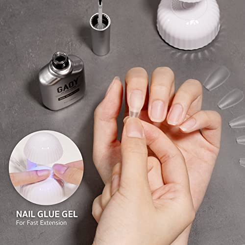 Gaoy Nail Glue Gel 2 In 1 Nail Glue And Base Coat For Acrylic Tips 16Ml Gel For Press On Nails For Long Lasting Uv Light Cure Diy