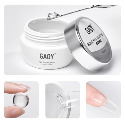 Gaoy Solid Nail Glue Gel For Nail Tips 15G Strong Solid Glue For Press Ons False And Acrylic Tips Uv Light Cure