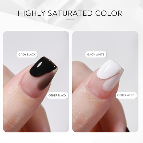 Gaoy Gel Nail Polish Kit Black And White 2 Colors 16Ml Soak Off Uv Gel Polish Set Highly Saturated For Nail Art Diy Manicure At Home
