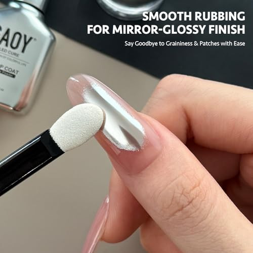 Gaoy Gel Top Coat For Chrome Powder Stick Powder For Flawness Chrome Finish Clear No Wipe Uv Light Cure 16Ml