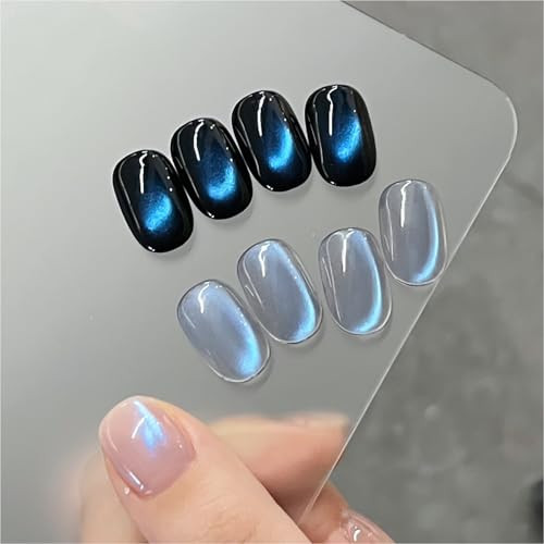Gaoy Blue Glassy Cat Eye Gel Nail Polish 16Ml Holographic Glitter Jelly Nail Polish With Magnet Reflective Translucent Uv Gel For Manicure Art Diy 3331 Azure Aurora