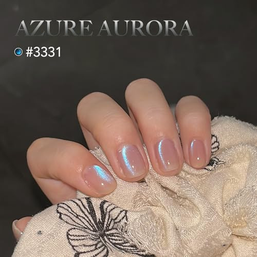 Gaoy Blue Glassy Cat Eye Gel Nail Polish 16Ml Holographic Glitter Jelly Nail Polish With Magnet Reflective Translucent Uv Gel For Manicure Art Diy 3331 Azure Aurora