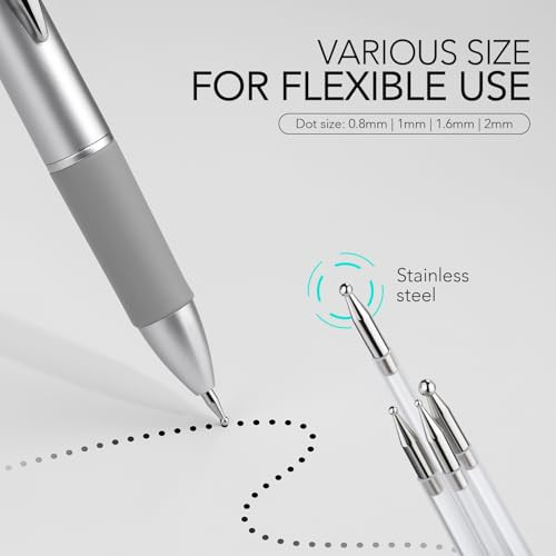 Gaoy 4-In-1 Nail Dotting Pen Manicure Art Tools In Ballpoint Design With Size Marking And Pressing Head Perfect For Painting Sculpting Rhinestones Diy And Salon Silver