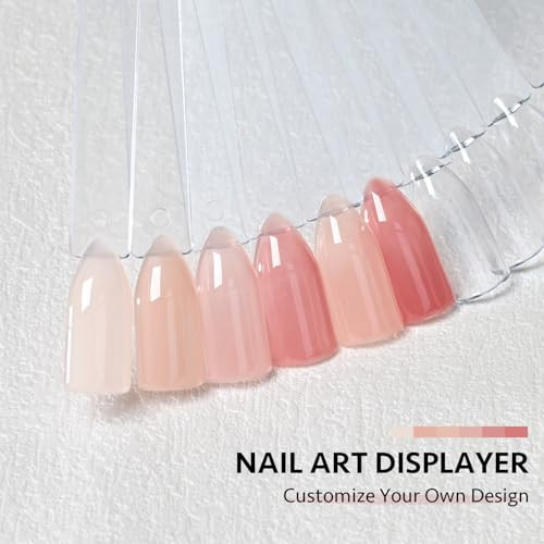 Gaoy Nail Swatch Sticks With Ring 50 Pcs False Nail Sample Swatches With Numbers Stickers Fan-Shaped Practice Color Display For Home Or Salon Use