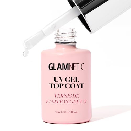 Glamnetic Uv Gel Clear Top Coat  High-Gloss Finish  No-Wipe Formula  Works On Press-Ons & Polish  Led Uv Curable  0.33 Fl. Oz.