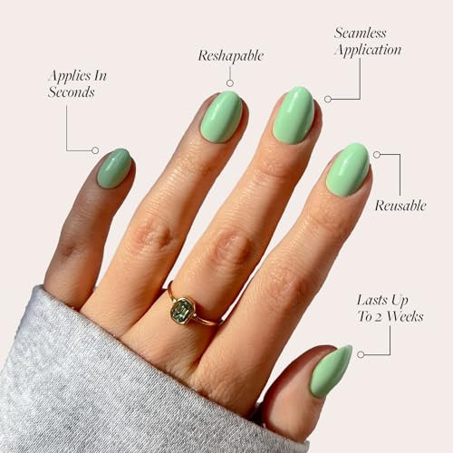Glamnetic Press-On Nails Bundle - Mint Green & Midnight Blue  Pastel Green Short Oval Fake Nails  Dark Navy Blue Short Almond False Nails  Reusable Salon-Quality Nail Kits