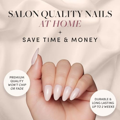 Glamnetic Press-On Nails - Ballet Pink  Opaque Light Blush Pink Short Almond False Nails  15 Sizes - 30 Nail Kit With Glue And Remover