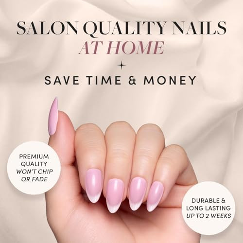 Glamnetic Press-On Nails Bundle - Lovers Blush & Caviar  Pink Short Almond Fake Nails With Glossy Velvet Finish  Short Almond Black French Tip False Nails  Reusable Salon-Quality Nail Kits