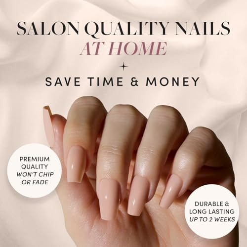Glamnetic Press-On Nails Bundle - Exposed & Ballet Pink  Medium Coffin Fake Nails Nude Opaque Neutral  Opaque Light Blush Pink Short Almond False Nails  Reusable Salon-Quality Nail Kits