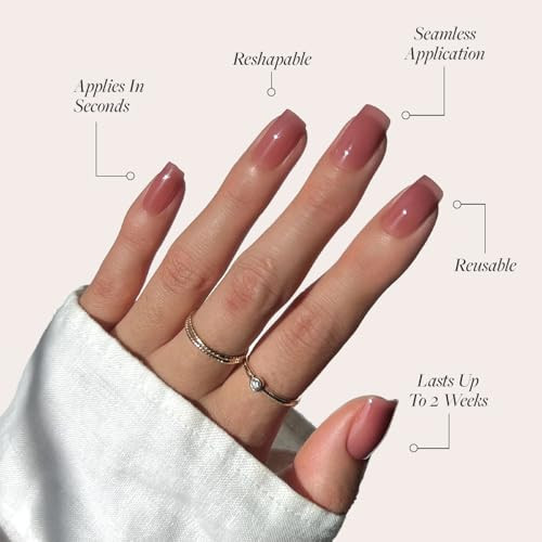 Glamnetic Press-On Nails Bundle - Dusty Pink & Los Angeles  Medium Square Fake Nails Sheer Mauve Neutral  Blush Nude Pink Short Almond Nails With A Glazed Finish  Reusable Salon-Quality Nail Kits