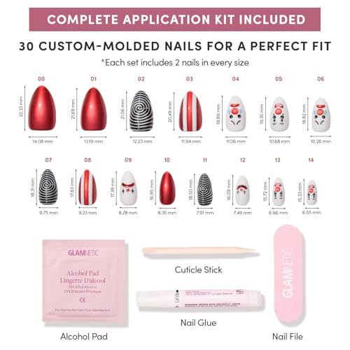 Glamnetic Press-On Nails Bundle - Crybaby Clown Goal Digger & Hailey  Almond 3D Fake Nails With Clown & Swirl Designs  Natural Round False Nails With Gold Foil  Glazed Short Almond Fal