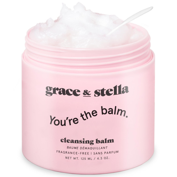 Grace & Stella Makeup Remover Cleansing Balm - Hydrating Facial Cleanser With Vitamin E For Soft Nourished Skin - Melt Stubborn Waterproof Make Up Mascara Eye Liner - Vegan Skincare (102G/ 4.3 Oz)