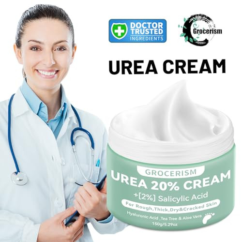 Grocerism Urea Cream 20 Percent For Feet Plus 2% Salicylic Acid 150G  Foot Cream And Hand Cream Maximum Strength With Hyaluronic Acid Tea Tree And Aloe Vera For Deep Moisturizes