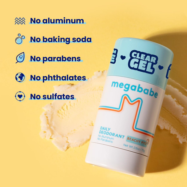 Megababe Beachy Pits Daily Deodorant, Fresh Scent, 2.6 Ounce