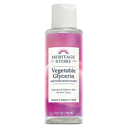 Heritage Store Vegetable Glycerin Soothing Moisturizer Oil  Hydration For Skin Care Hair Care Face & Body Diy Beauty Products & More Soothes & Softens Made Without Parabens Vegan 4Oz