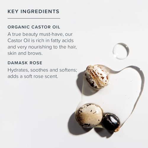 Heritage Store Rose Castor Oil Nourishing Hair Treatment - Deep Hydration For Hair Body Care And Brows - Cold Pressed Organic Castor Oil Organic Rose Oil Damask Rose - Vegan 60-Day  2Oz