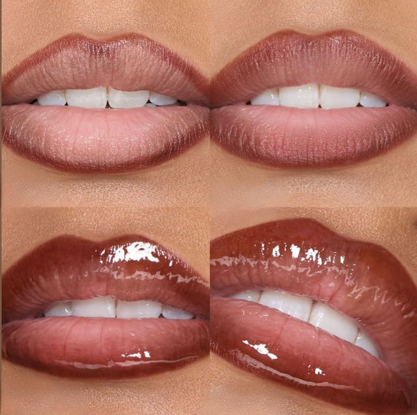 Huda Beauty Make Out Sesh Lip Duo - Lip Contour Stain And Faux Filler Lip Gloss - Peachy Nudes - Limited Edition.