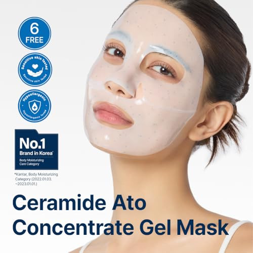 Illiyoon Ceramide Ato Concentrate Gel Face Mask  Ceramide & Collagen Hydrating Overnight Hydrogel Mask With Hyaluronic Acid Korean Pore Tightening Sleep Mask Sensitive Skin Care Glass Skin Glow