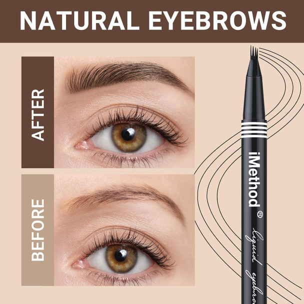 Imethod Eyebrow Pen - Microblading Eyebrow Pen Eyebrow Pencil With A Micro 4-Fork Tip For Natural Hair-Like Brows Long-Lasting Eye Brow Pencils For Women Waterproof Brown