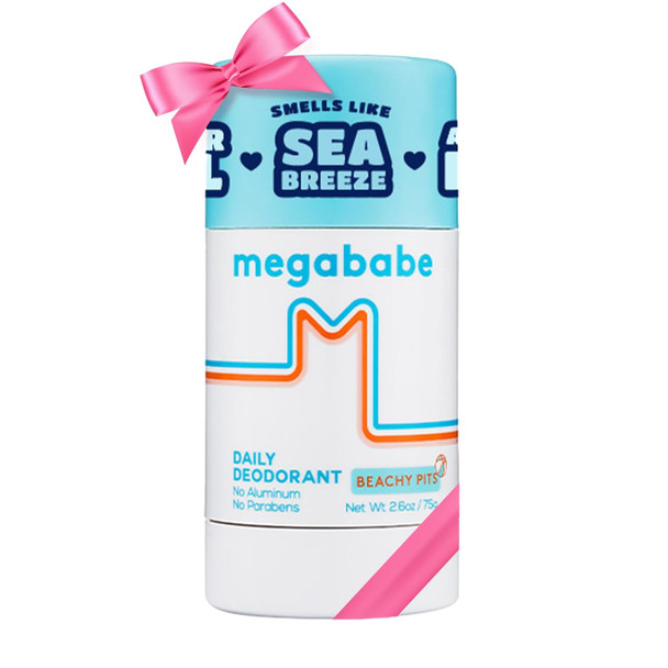 Megababe Daily Deodorant - Beachy Pits | Aluminum-Free Clear & Clean | 2.6 oz - 2 Pack