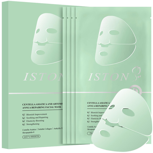 Iston 4 Pack Collagen Face Mask Collagen Real Deep Anti Wrinkle Lifting Mask  Firmingpore Minimizing  Overnight Hydrating Face Masks Skincare For Glass Skin Tiktok Trend Items Skin Care
