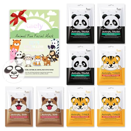 Kaely 6 Pack Kids Face Mask Spa Animal Face Masks For Kids Teens Women Skincare Animal Character Sheet Facial Mask For All Skin Types Girls Night Party Skin Care Set Birthday Christmas S 01